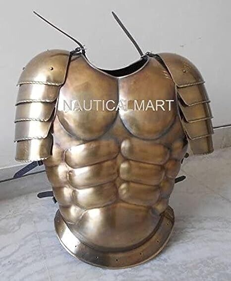 NauticalMart Brass Antique Finish Men's Muscle Armor Jacket with Shoulder