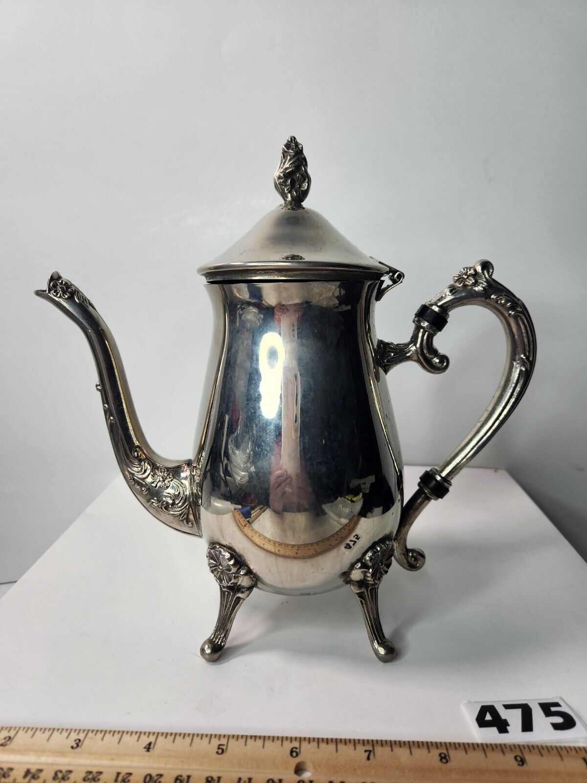 Teapot Fancy Decorative Silvertone Or Aluminum 9\