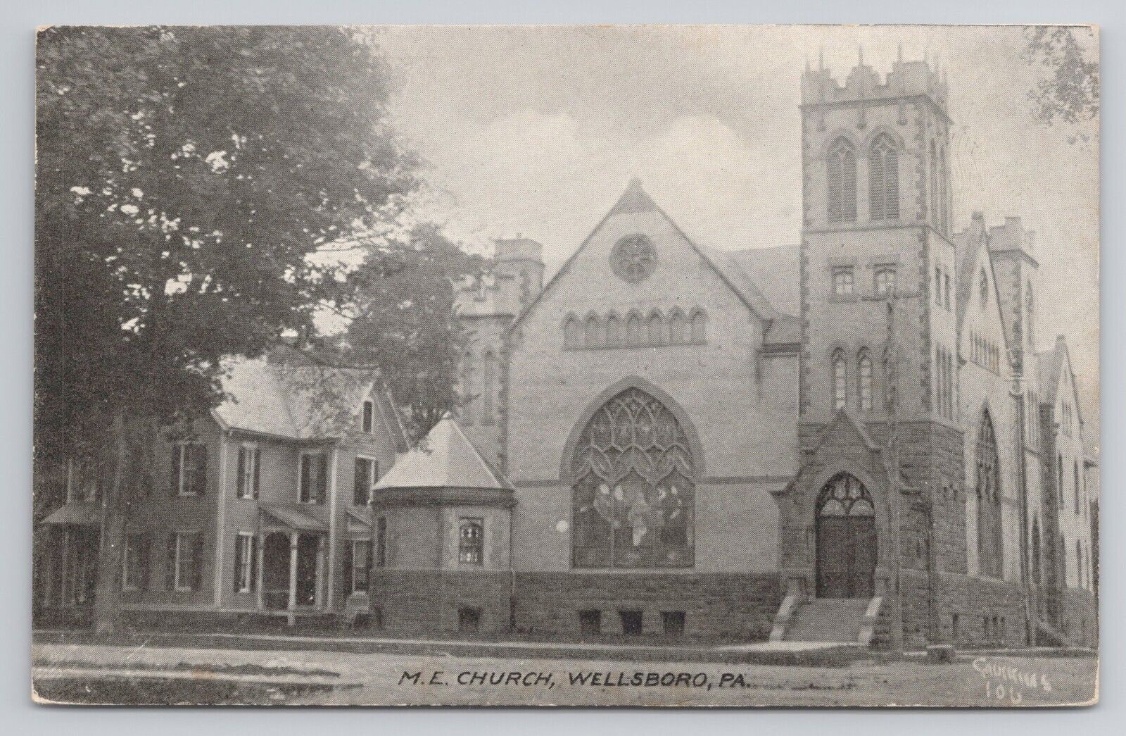 Postcard ME Methodist Episcopal Church Wellsboro Pennsylvania