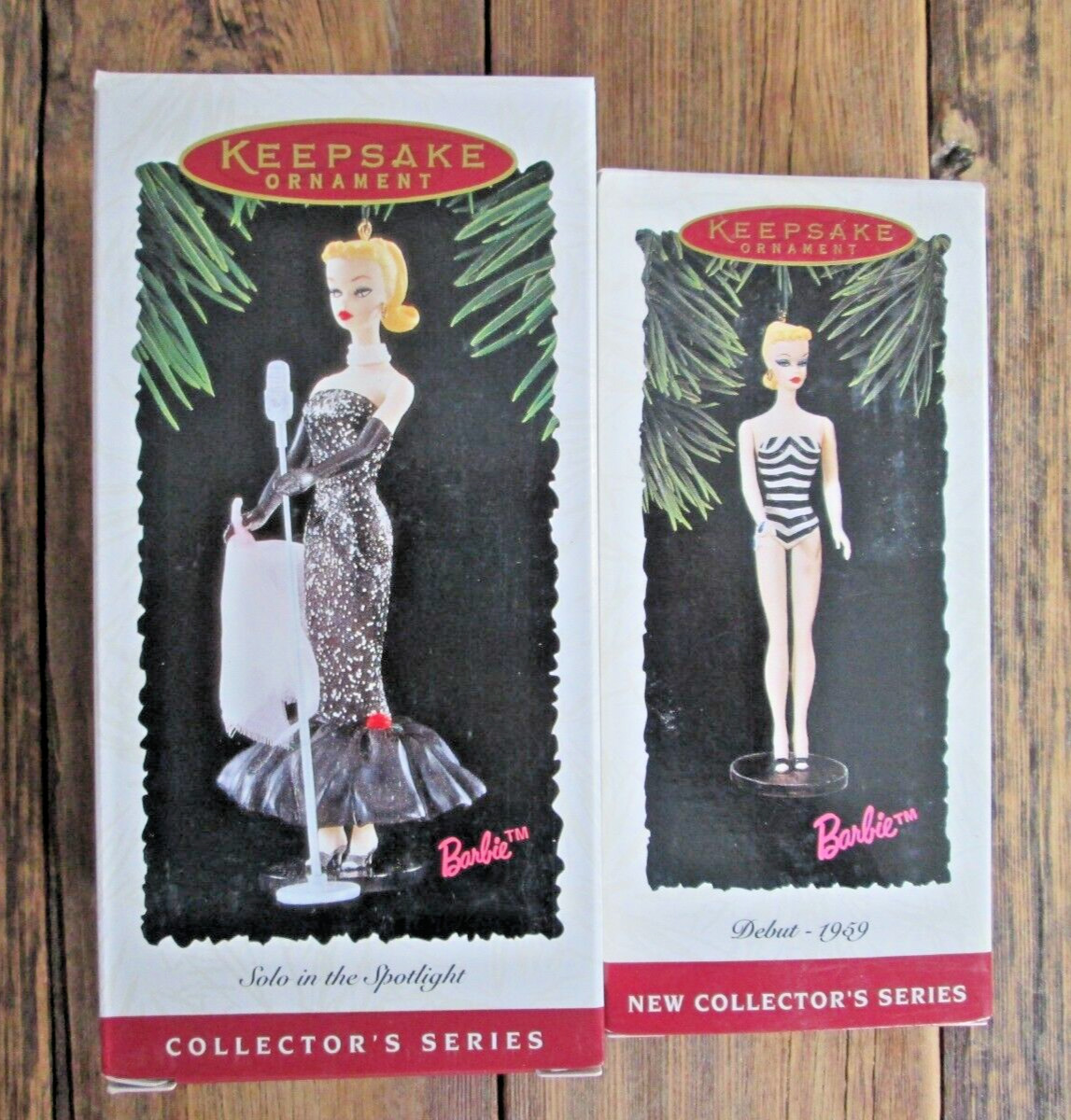 NEW Lot 2 Hallmark Barbie Retro Ornament Solo Spotlight Debut 1959 1994 1995