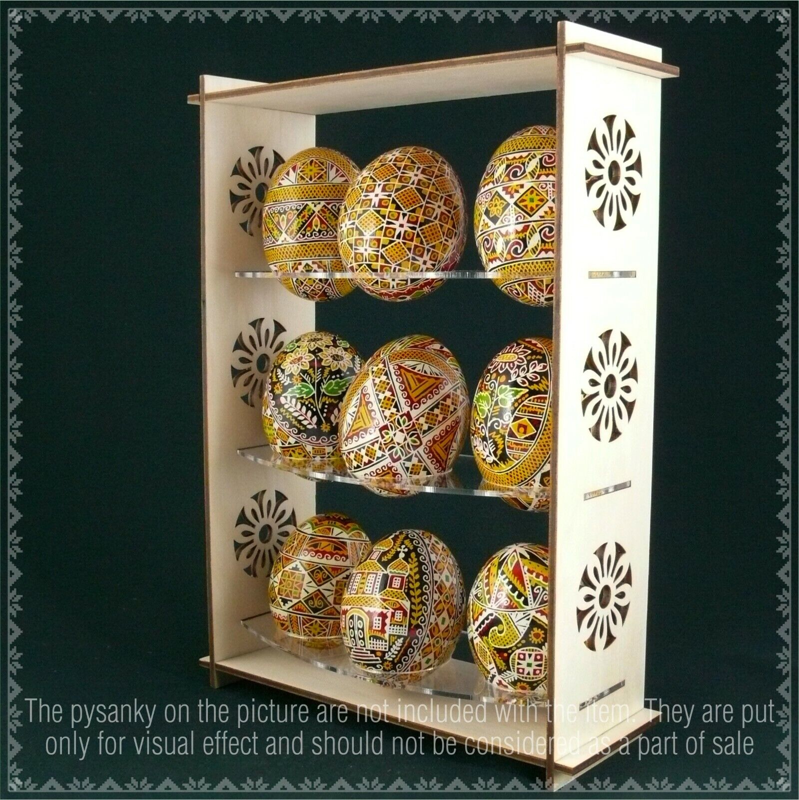Real plywood and acrylic  pysanka stand for 9 Chicken Easter Egg. Pysanky Gift