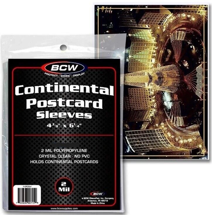 NEW (25 CT) BCW Continental Postcard /  Picture Poly Soft Sleeves Holders