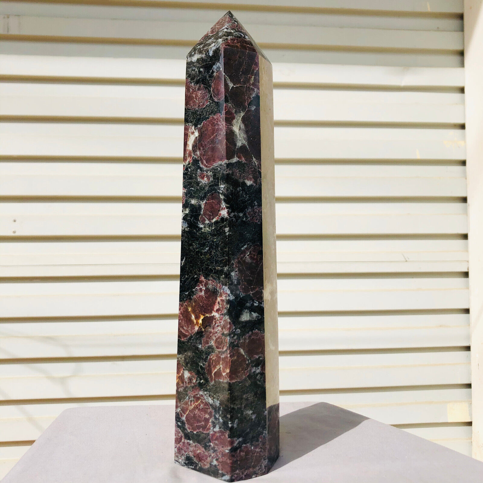 6.82lb  Natural Fireworks Garnet Obelisk Quartz Crystal Wand Point Healing