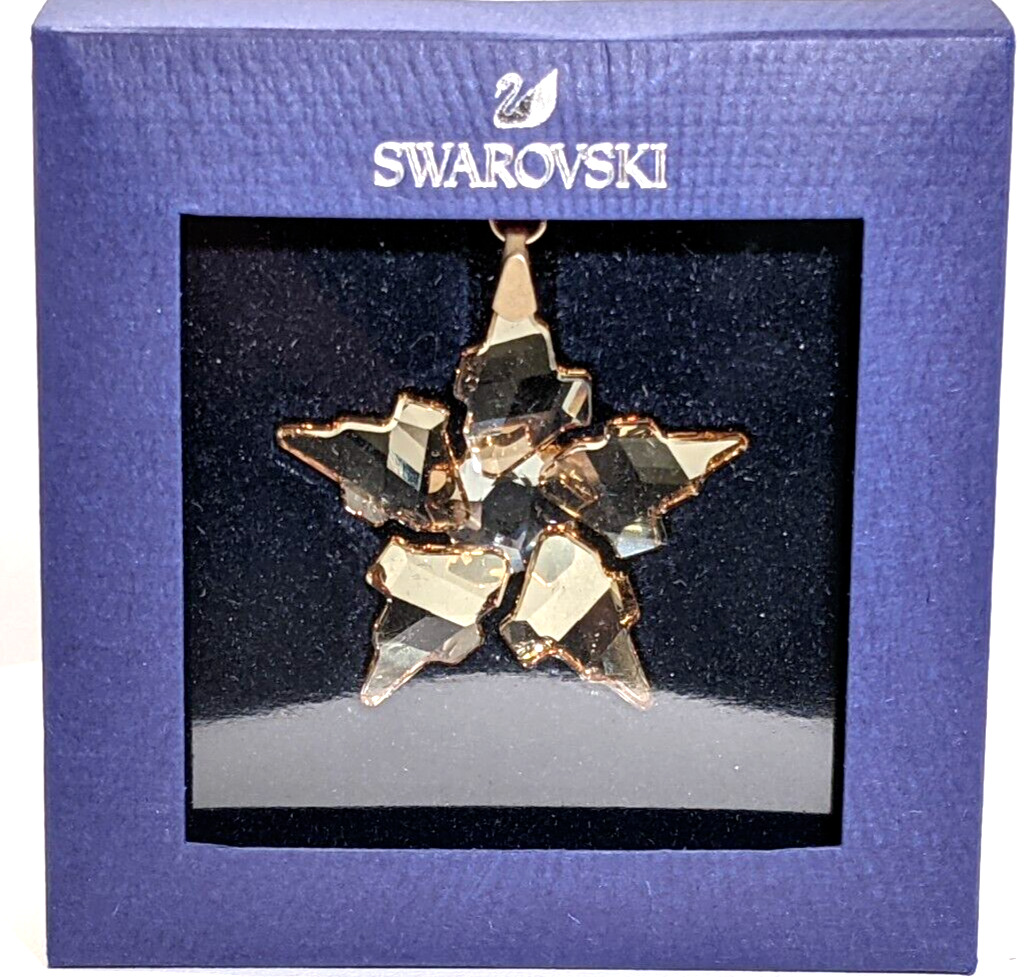 Swarovski 2021 Small Snowflake Christmas ORNAMENT Gold Tone 5583848 Genuine MiB