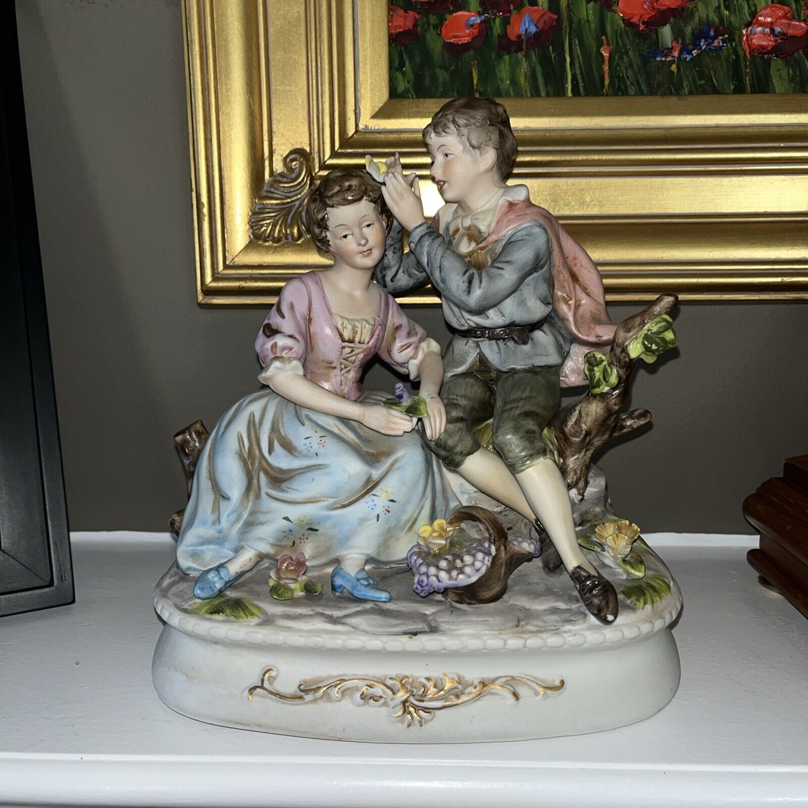 Lenwile Ardalt Vintage Courting Couple Bisque Figurine Grannycore Cottage Chic