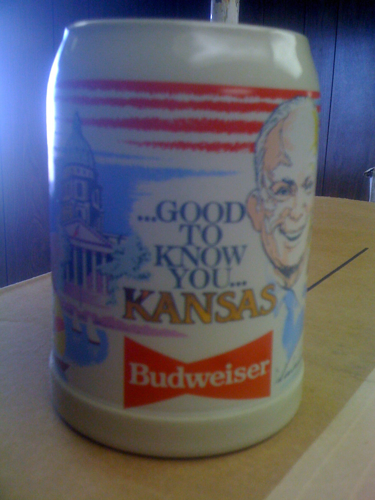 Budweiser Beer Stein KANSAS  GOOD TO KNOW YOU   1991 NUMBERED   