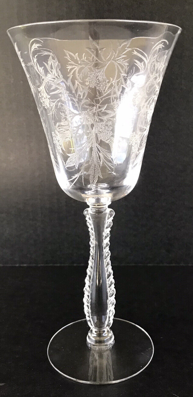 Vintage Fostoria Heather Water Goblet 7 7/8” Etched Elegant Glass
