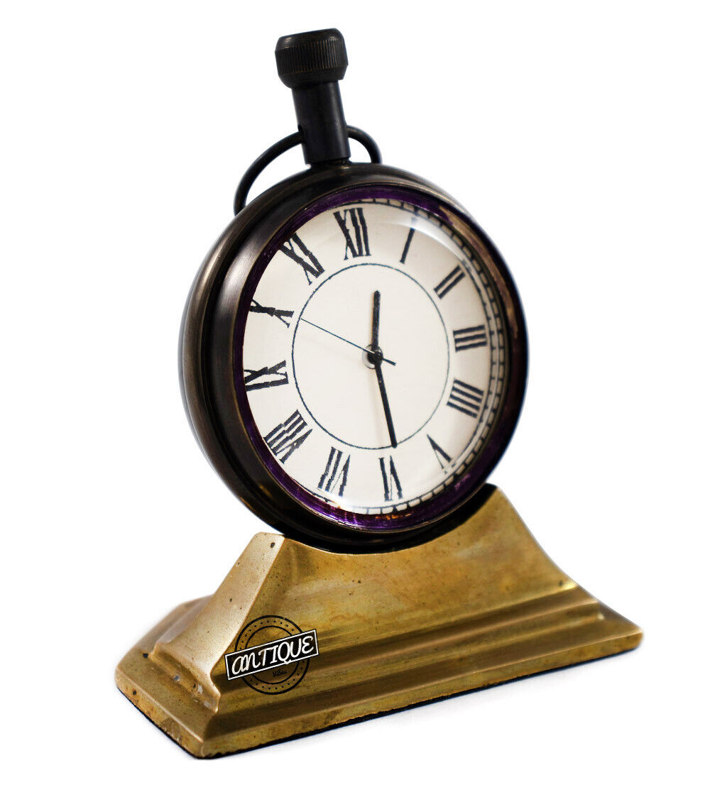 Antique Brass Desk Clock Victorian Style Shelf Vintage Desktop Gifts Christmas D