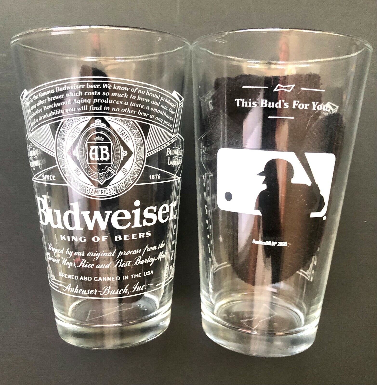 *NEW* BUDWEISER - MLB -  BEER  PINT GLASS (16 ounces) - MAJOR LEAGUE BASEBALL