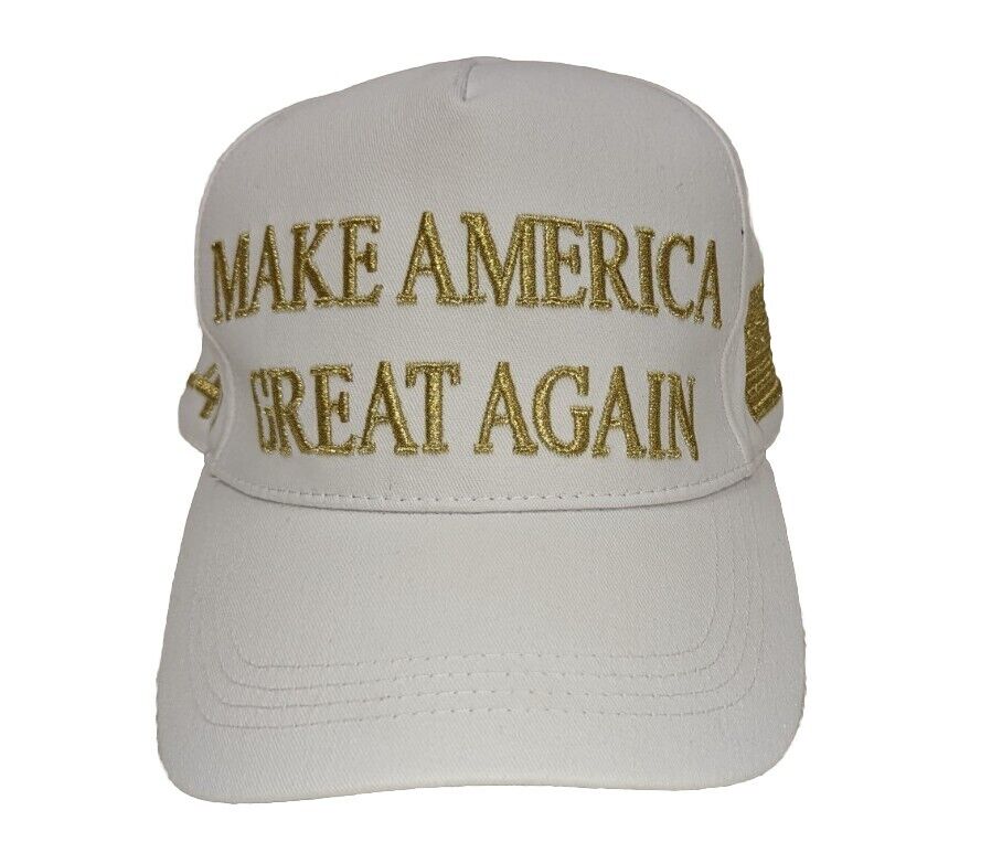 White & 24K Gold Official Trump 45-47 Make America Great Again 2024 MAGA Hat