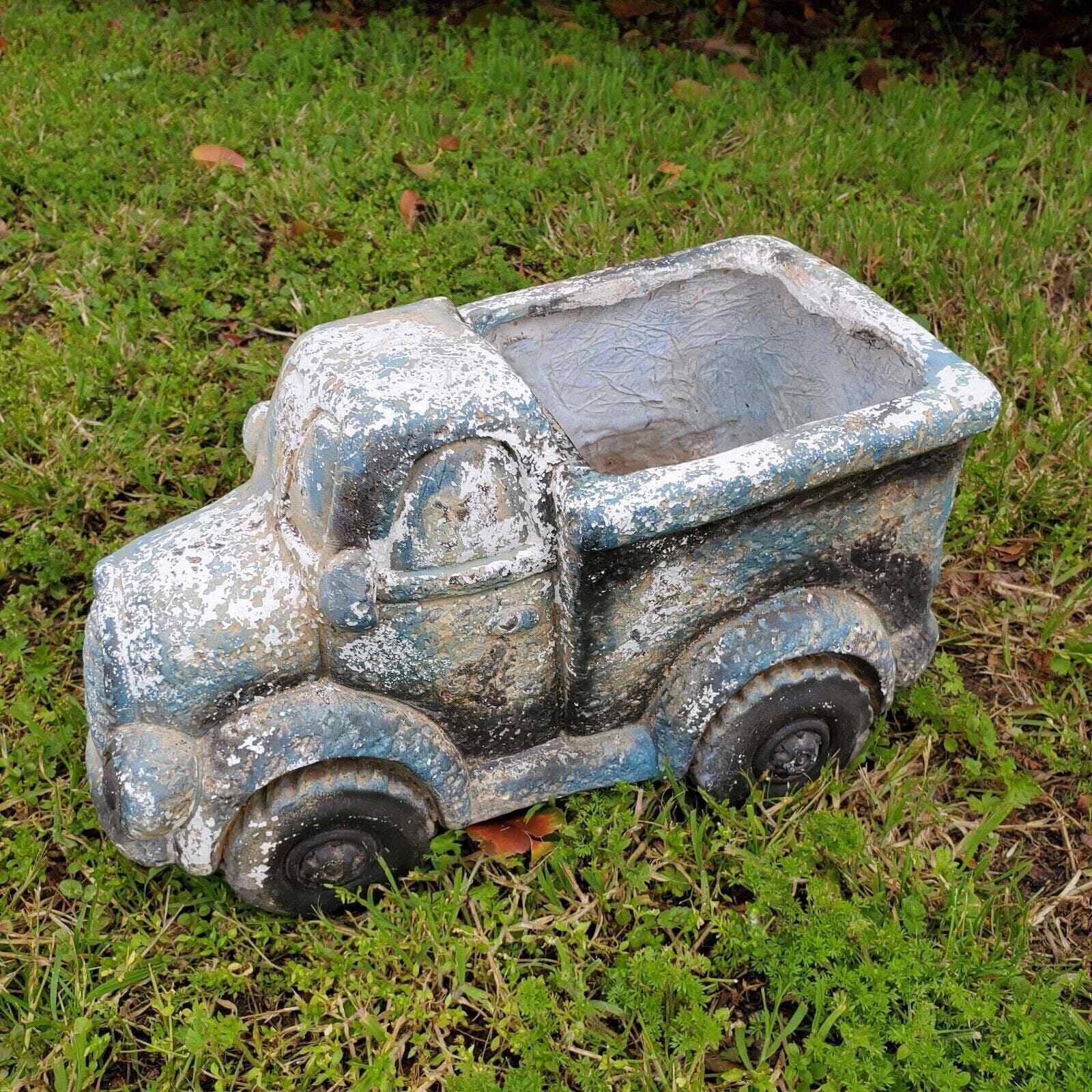Vintage Outdoor Planter Old Truck Distressed Hard Resin Yard ART 14x8x8 Inch