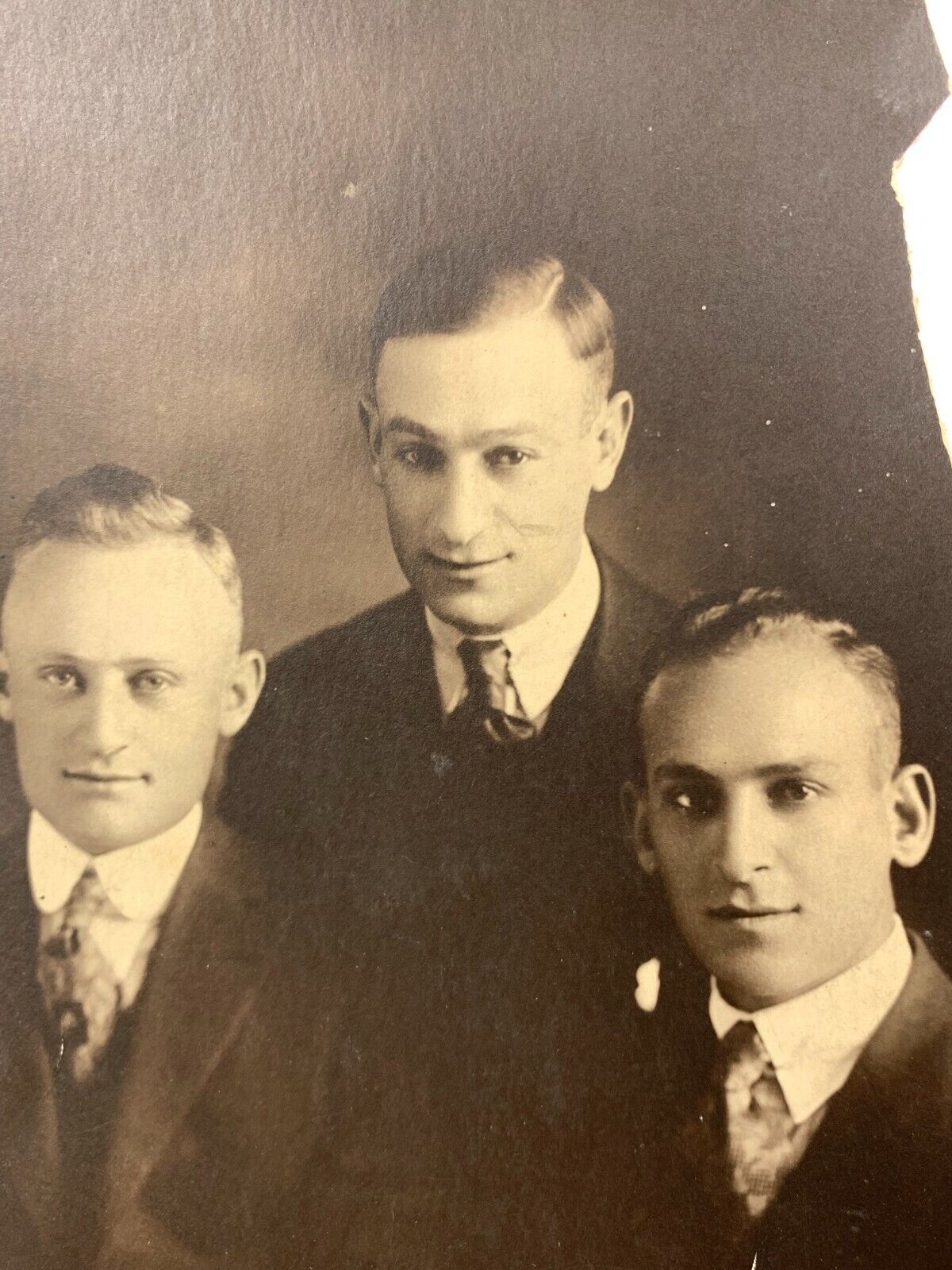 Bm) Found Photograph 1900-1920 Three Handsome Men Group Portrait 3 Suits