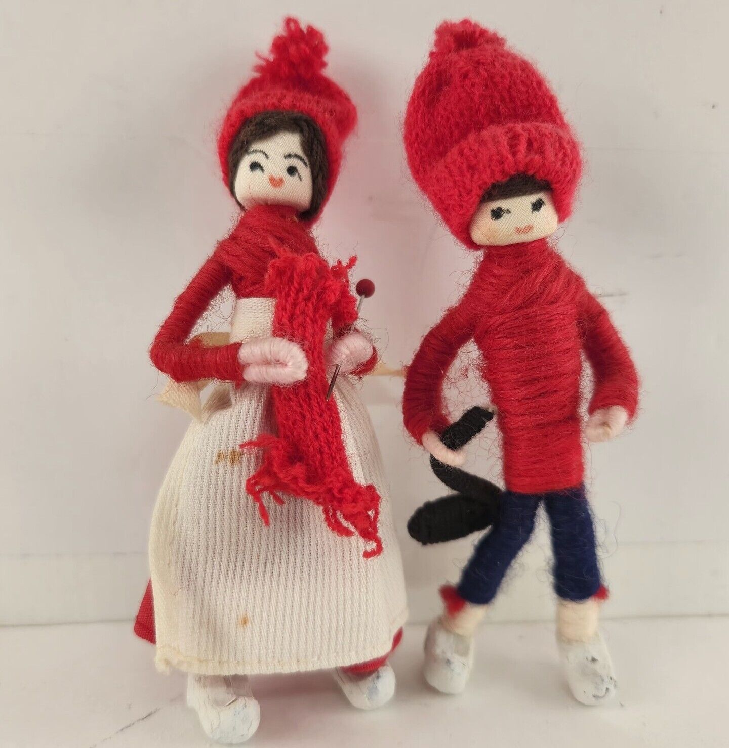 Set of 2 Anne Beate Design Yarn Wrapped Dolls Made in Denmark 4\