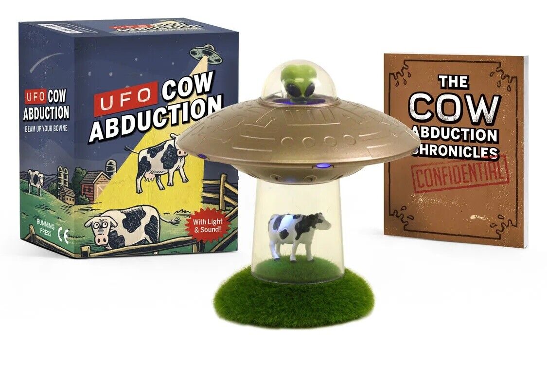 UFO Cow Abduction with Light & Sound Plus Spaceship Cow and Mini Book NEW SEALED