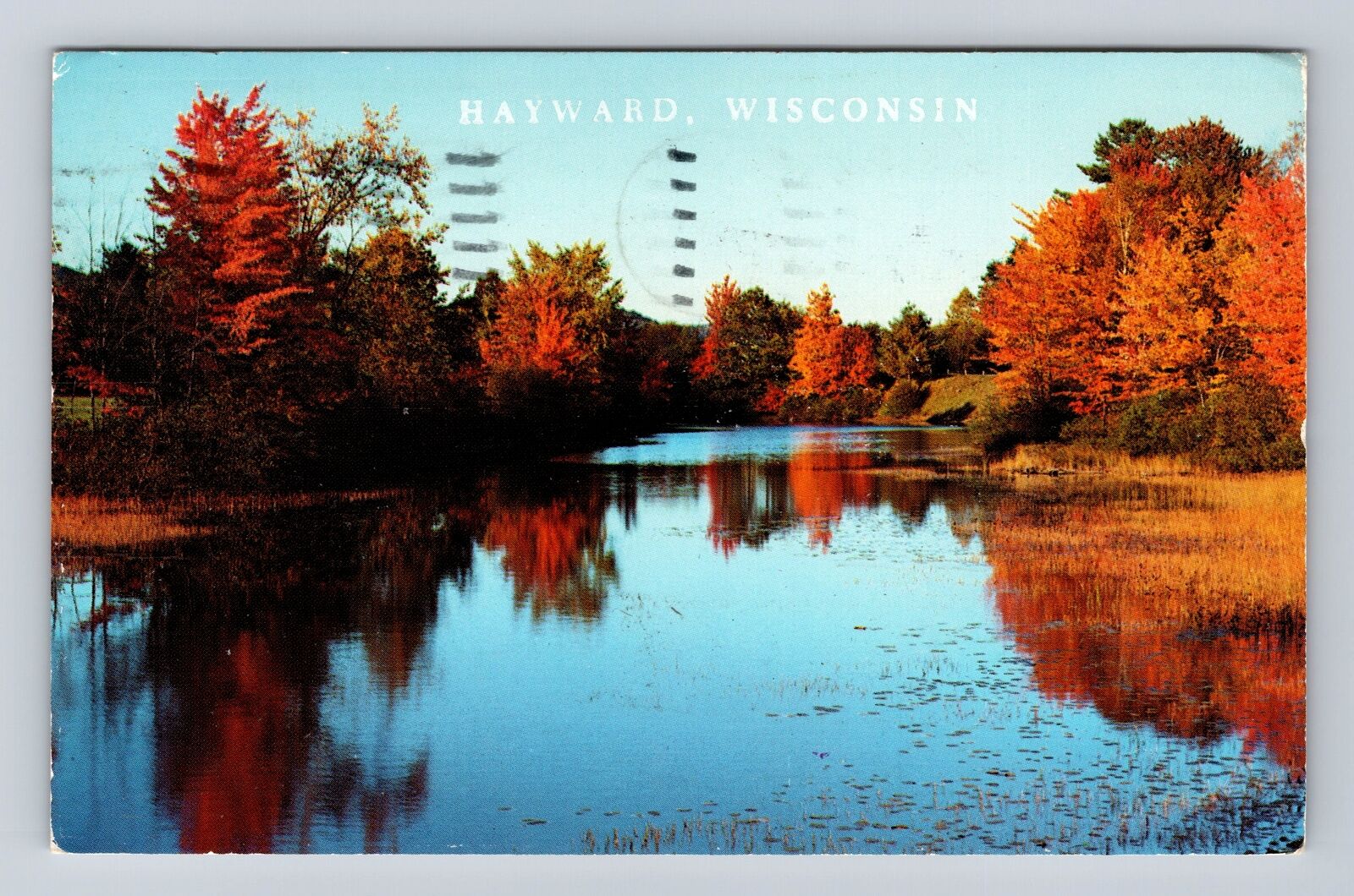 Hayward WI-Wisconsin, Autumn Lakeside, Antique Vintage Souvenir Postcard