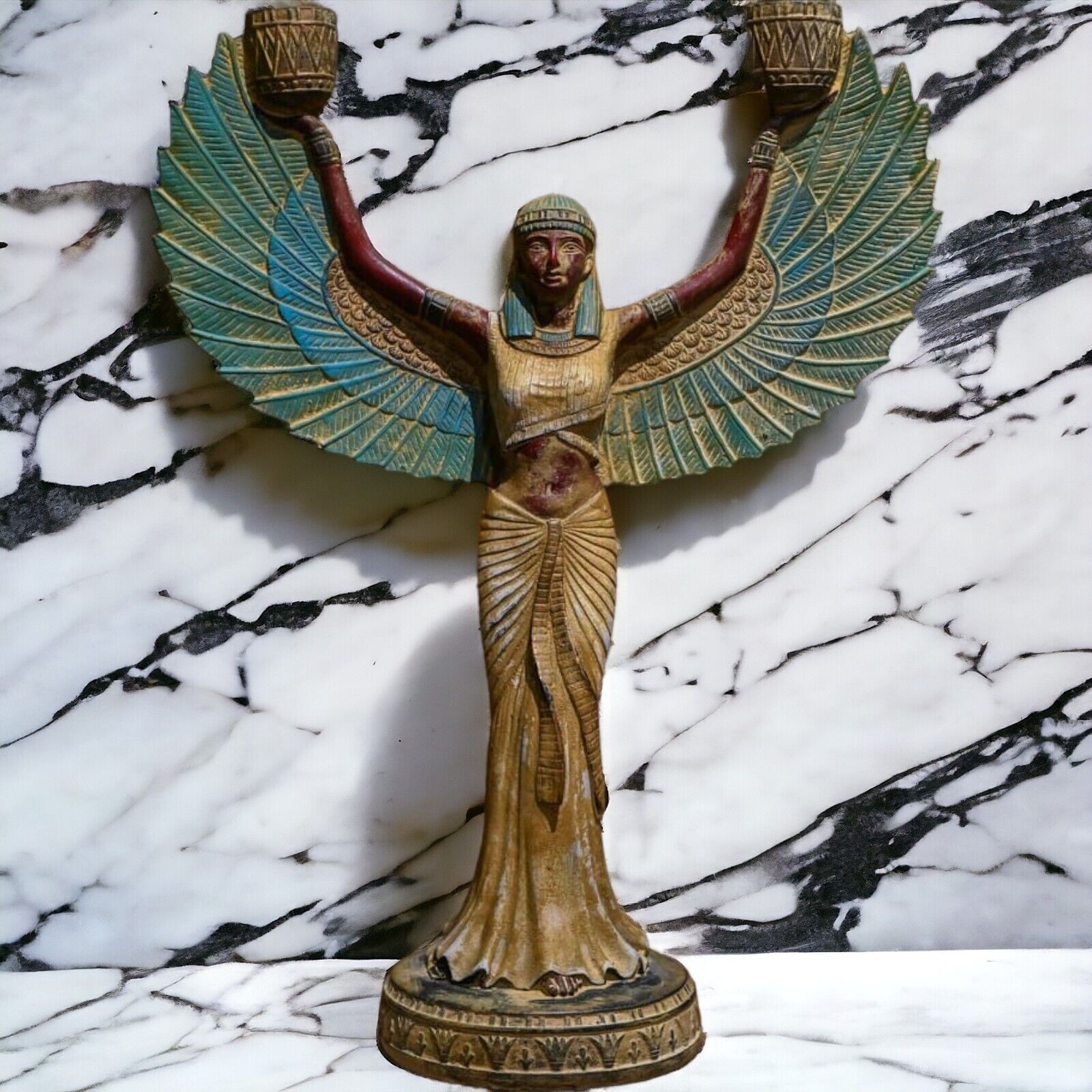 RARE ANCIENT EGYPTIAN ANTIQUES Statue Large Of Goddess Isis With Open Wings BC