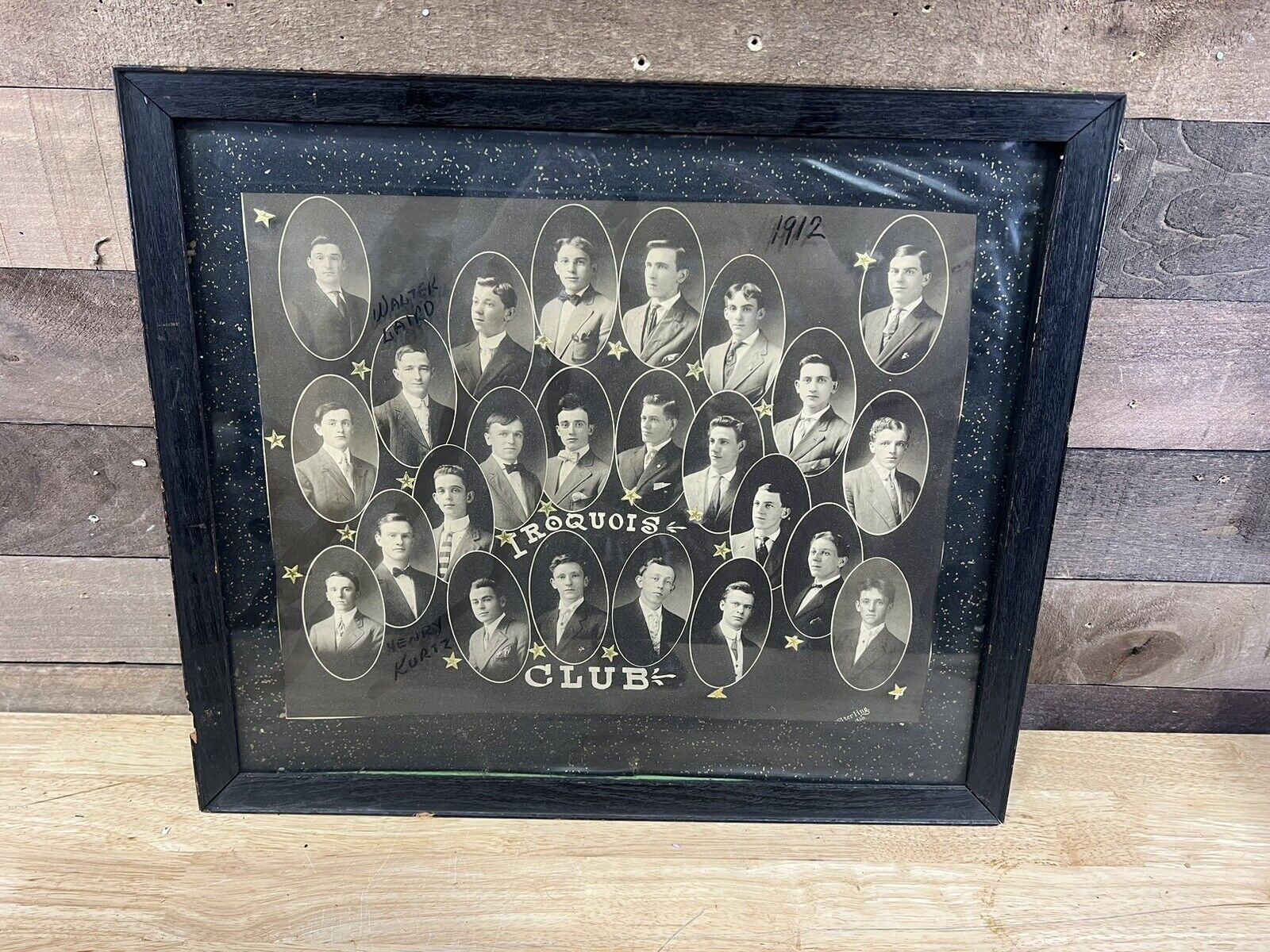 Antique 1912 Wood Framed Iroquois Club Photo