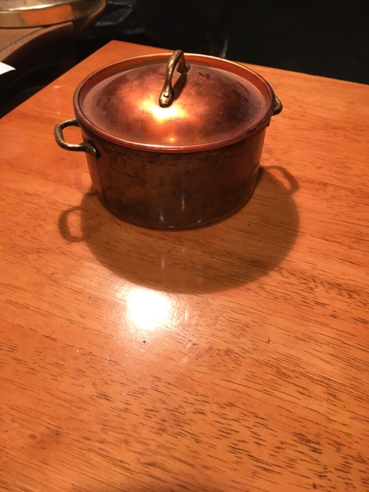 Portugal Copper Stew Pot Casserole Pan With Lid Brass Handle Ships Fast