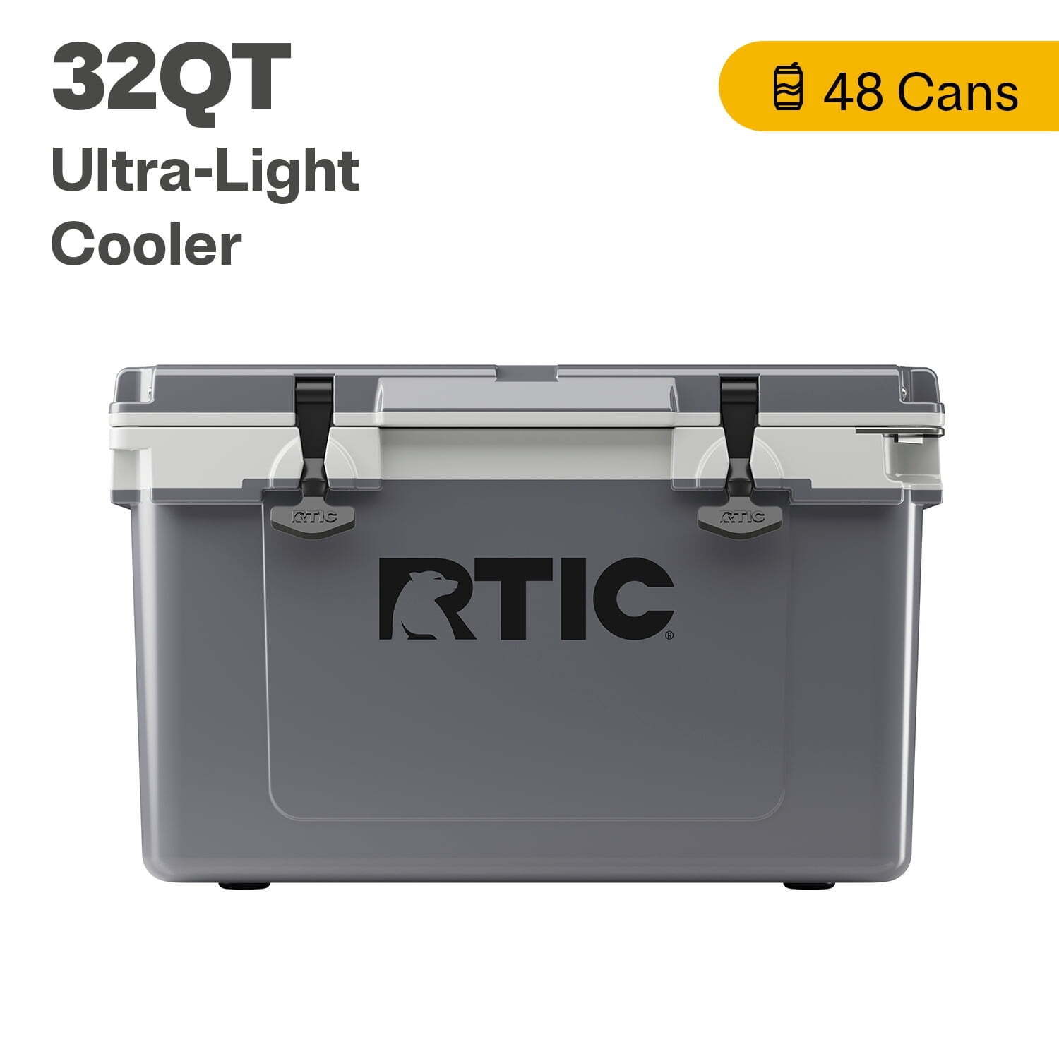 32 Ultra-Light Hard-Sided Ice Chest Cooler, Dark Grey And Cool Grey Fits 48 Cans