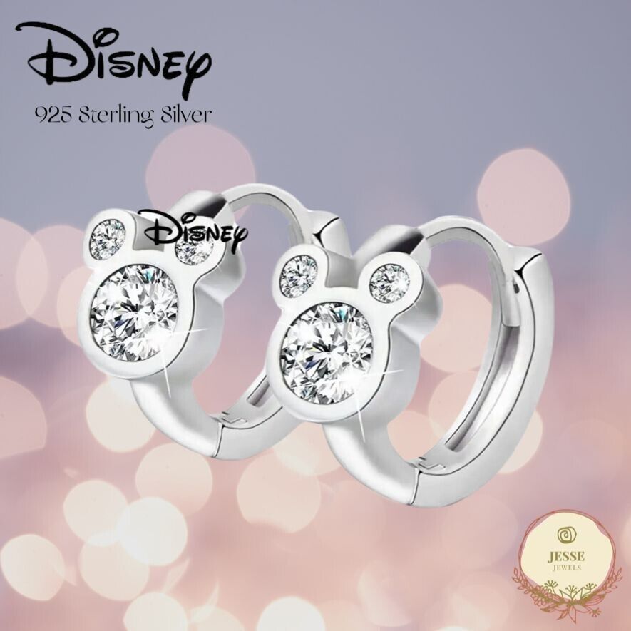 925 Sterling Silver Disney Mickey Earrings Mouse Disneyland Hoop Jewelry