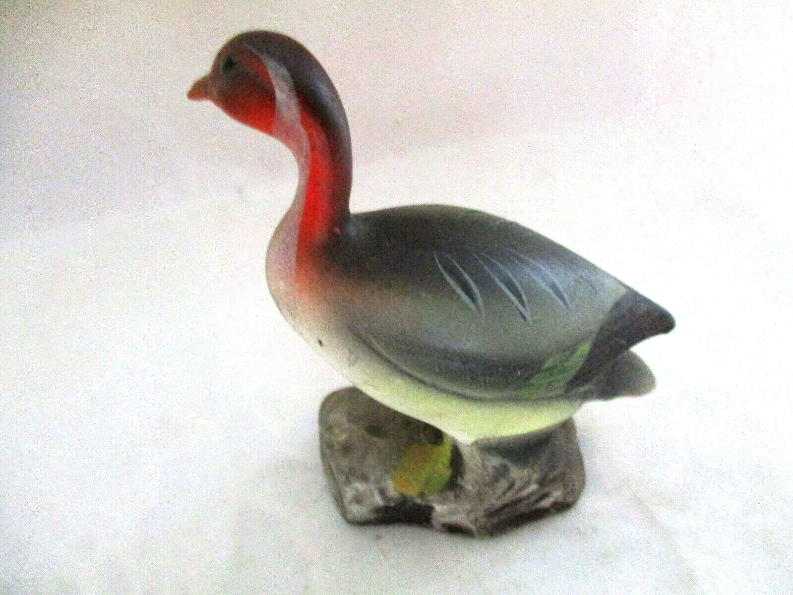 Enesco Hand Painted Ceramic E3248 Red Head Duck Goose Miniature Figurine