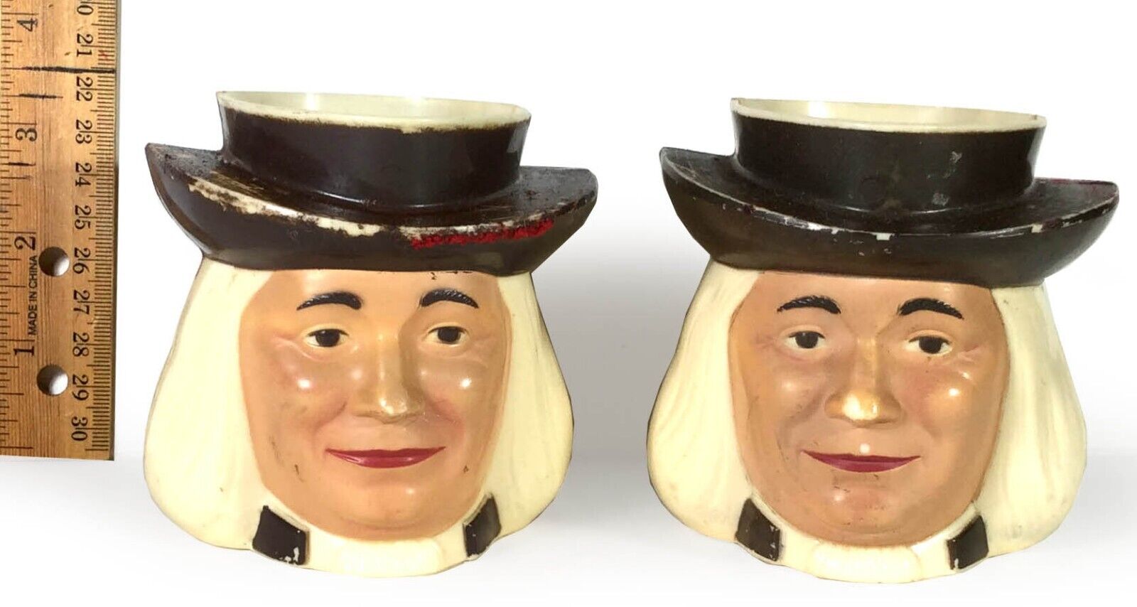 Pair of Vintage Quaker Oats Figural Cereal Premium Plastic Mugs (Circa 1950\'s)