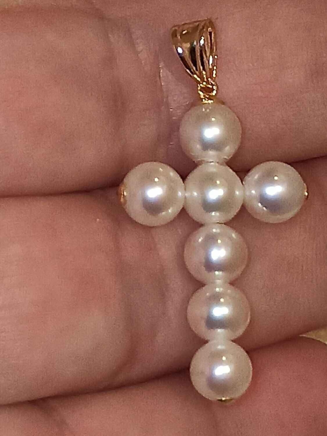 Fine Jewelry Pearl SOLID Gold CROSS Jewelry Natural South Sea Japanese Pearls