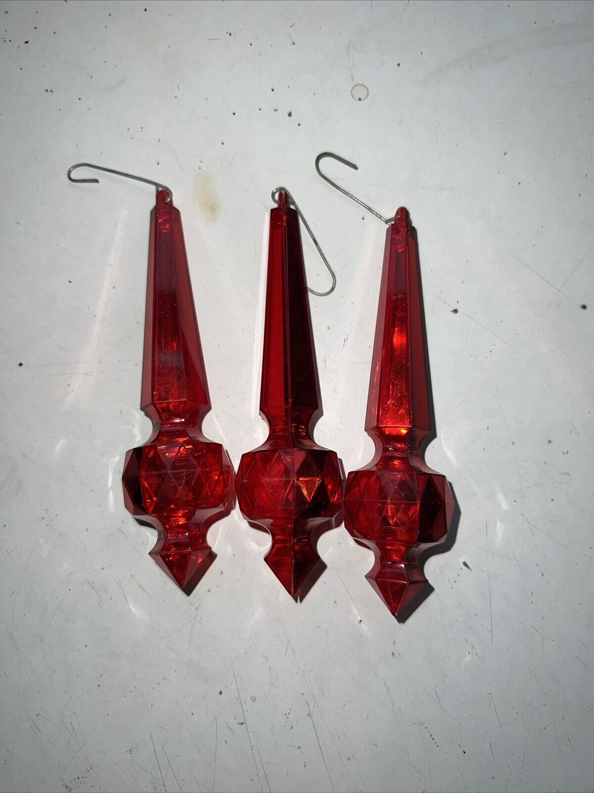 Vintage Plastic Red Ornaments Hanging
