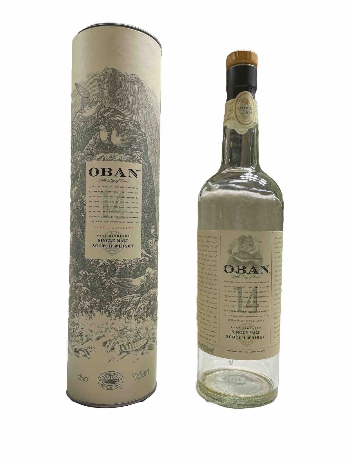 OBAN 14 years Single Malt  Box & 750ml Bottle Empty For Display