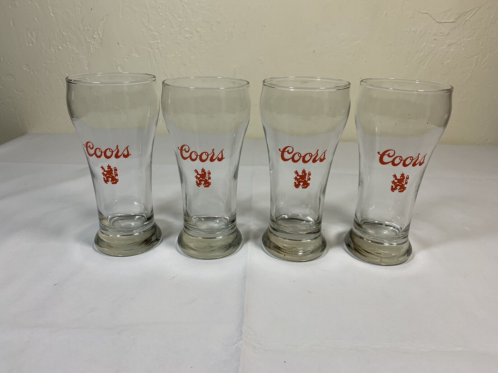 Set of 4 Vintage Coors Red Lion, Barware, 8oz, Beer Glass
