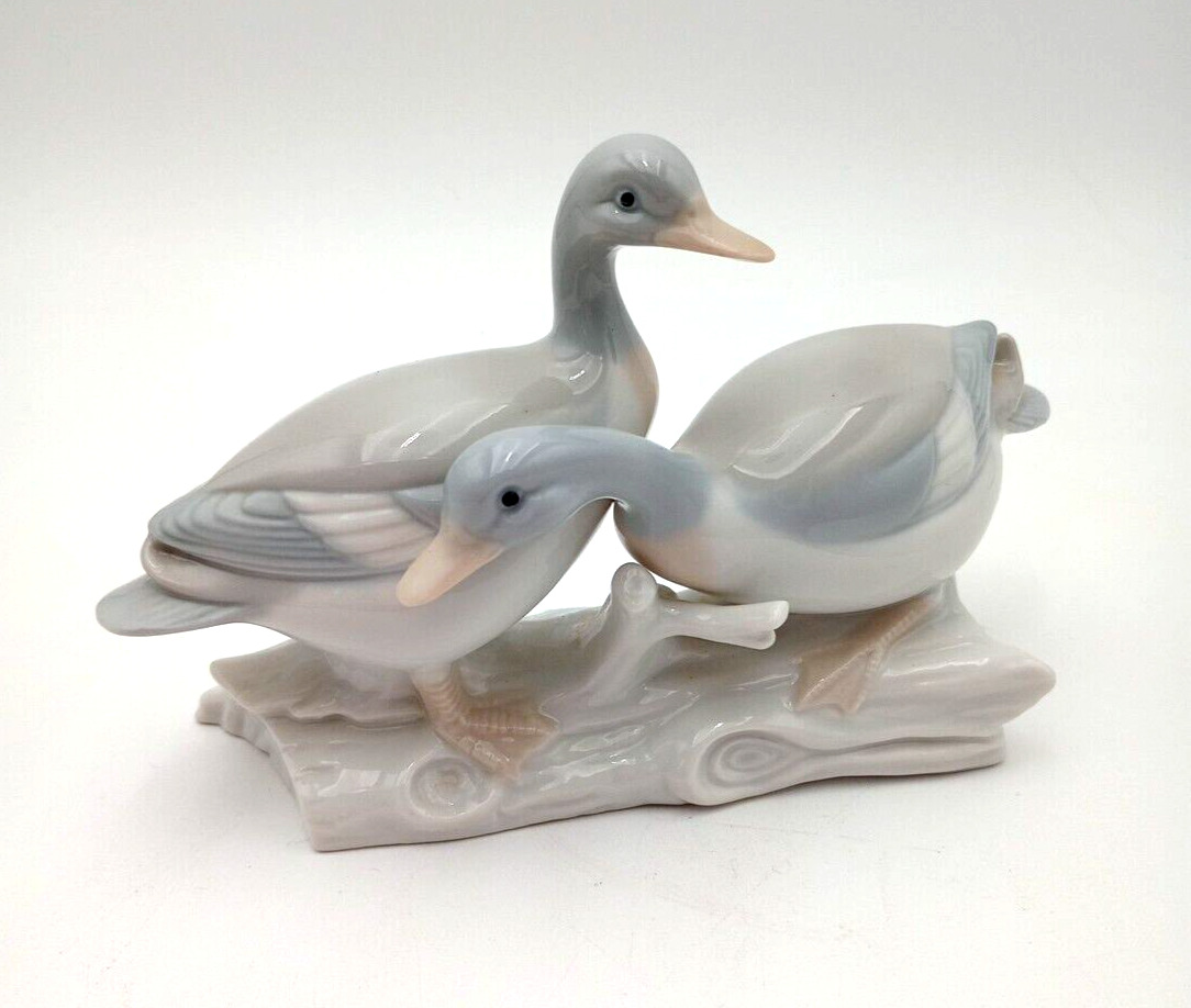  Enesco Japan Ducks on a Log Porcelain Figurine Vintage  