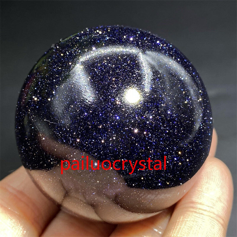 1pc blue Gold Sand Ball Quartz Crystal Sphere Reiki Healing Gem 40mm+