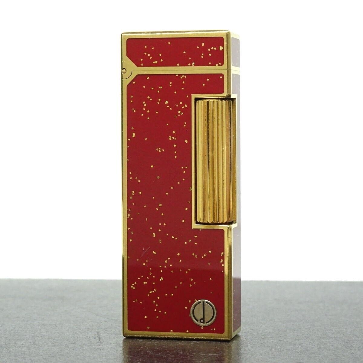 Working dunhill gas lighter red gold powder with box