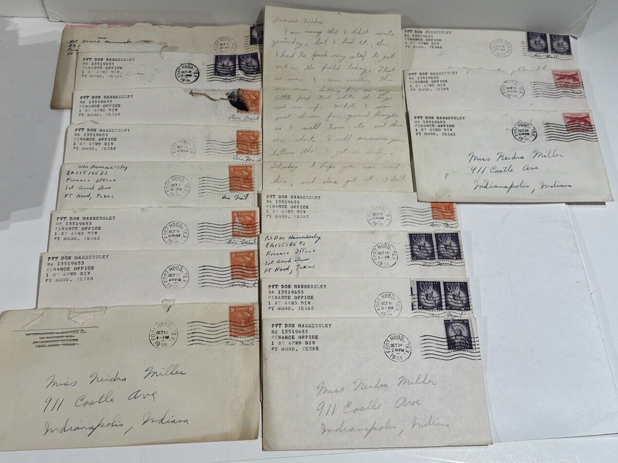 15 Letters October 1-26 1955 From Soldier Stationed at Fort Hood To Wife To Be