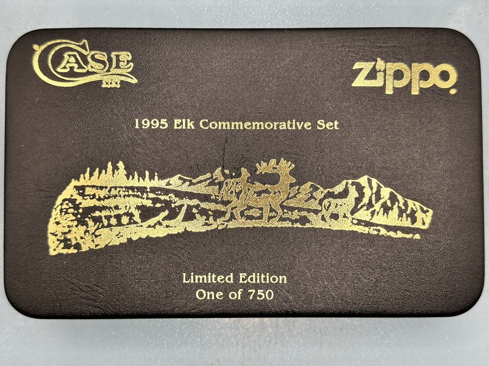 Limited Edition 1995 Elk Commemorative Set Zippo Lighter & Knife Set # 1 Of 750