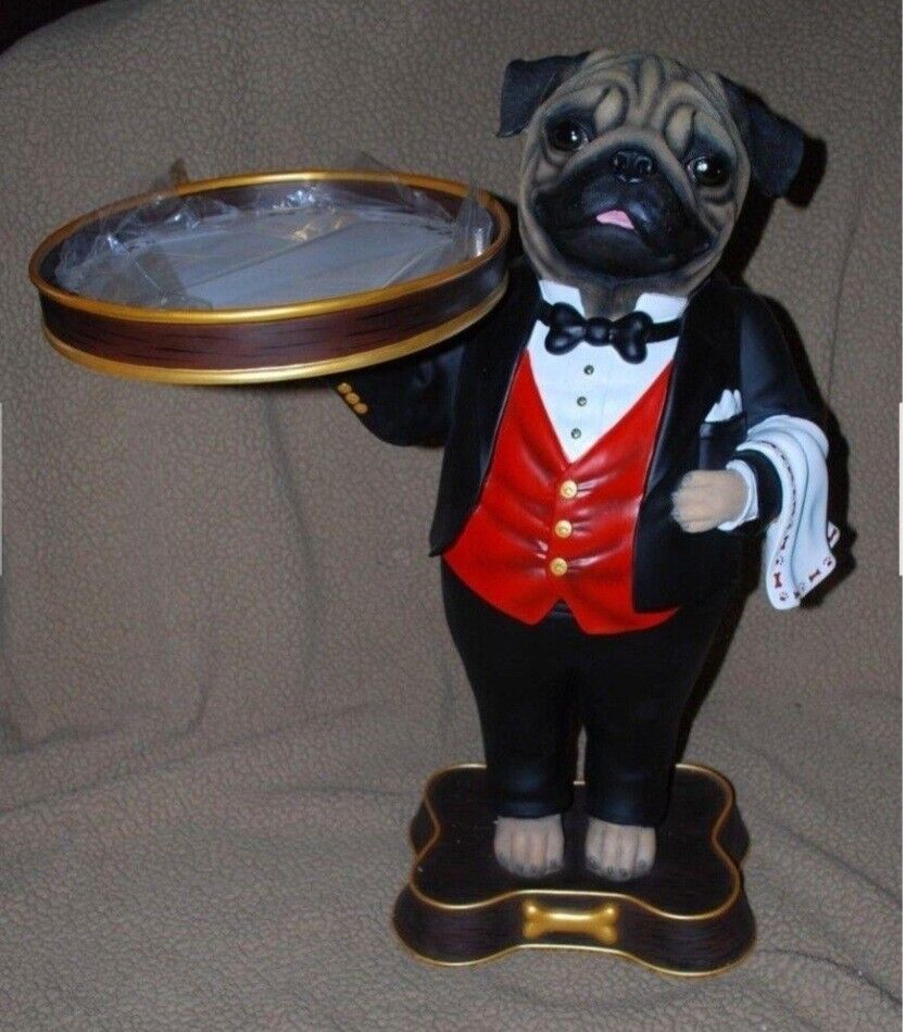 Danbury Mint Collectables Pug: Pug Butler Statue