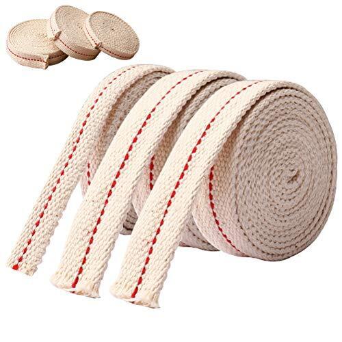 19.5 Foot / 3 Rolls Cotton Oil Lamp Wick, Replacement Beige + Red 