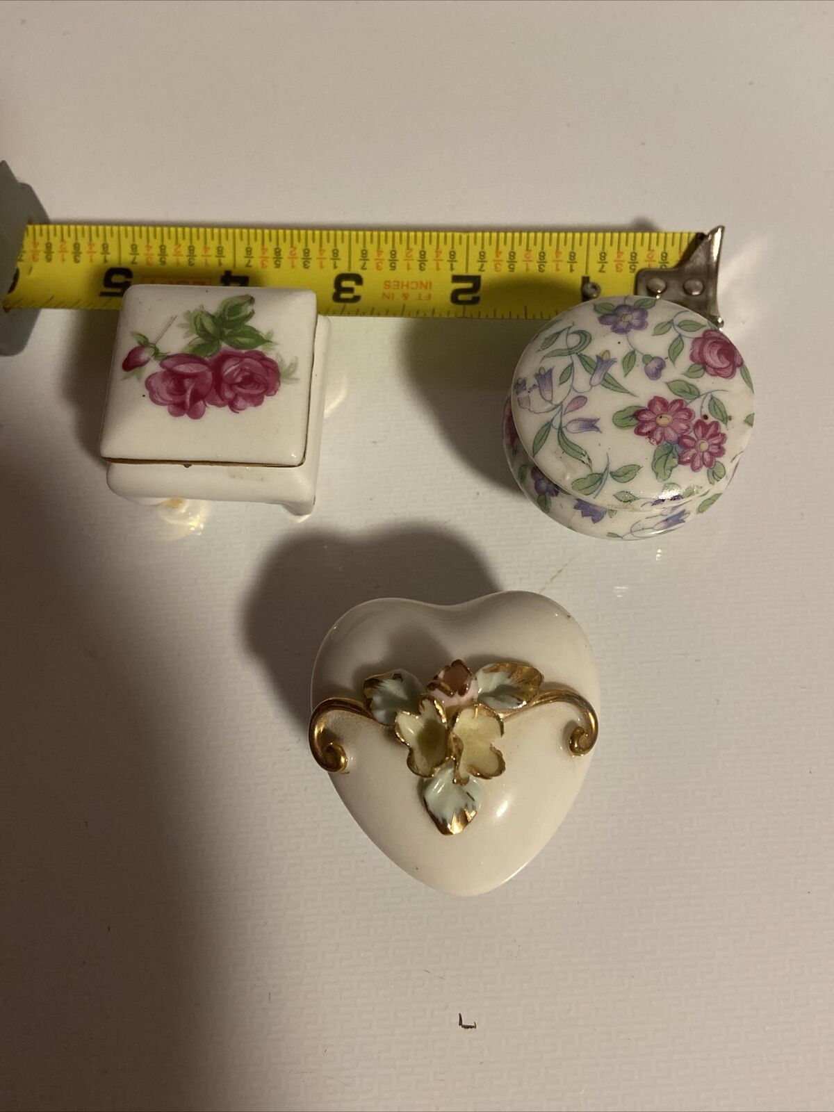 3 porcelain small ring/ trinket boxes