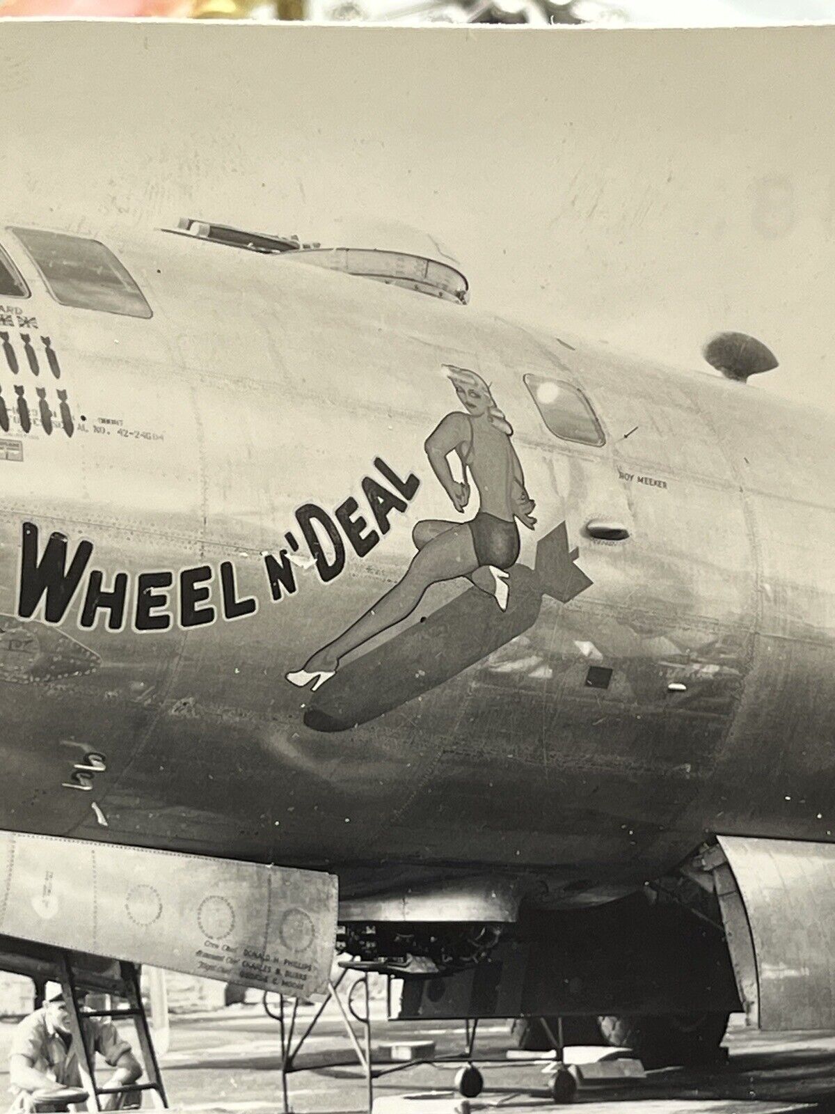 3 1/2 X 4 1/2 Nose Art Plan WWII  Wheel N Deal Photograph  