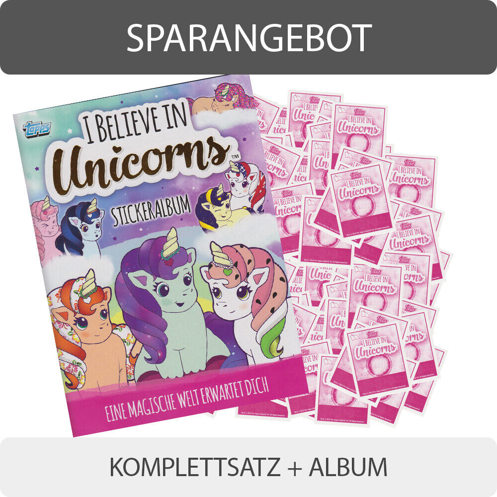 Topps - I Believe in Unicorns - Collectible Sticker - Complete Set + Album