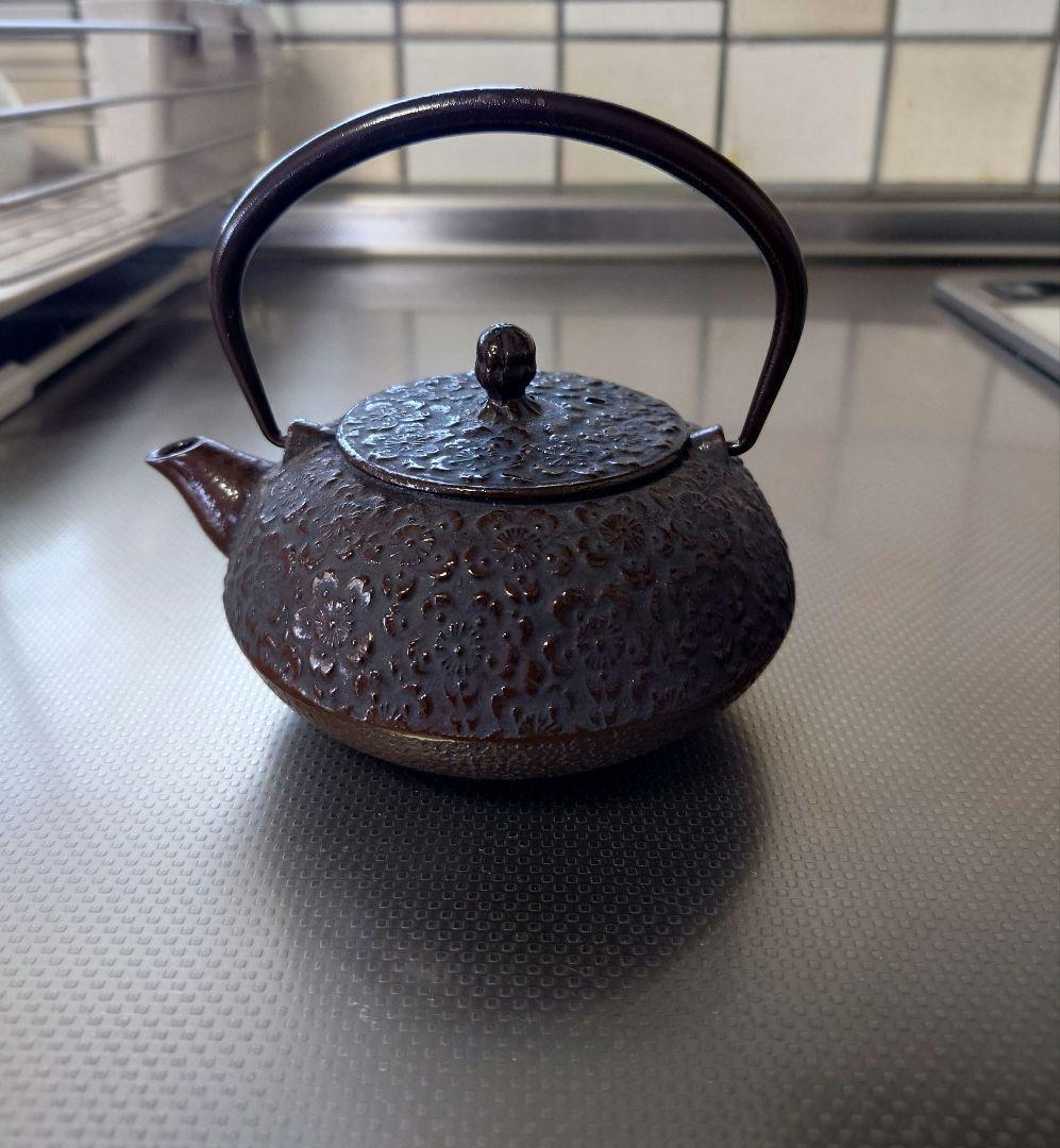 Japanese Nambu Ironware Iron Teapot Round Cherry Blossom