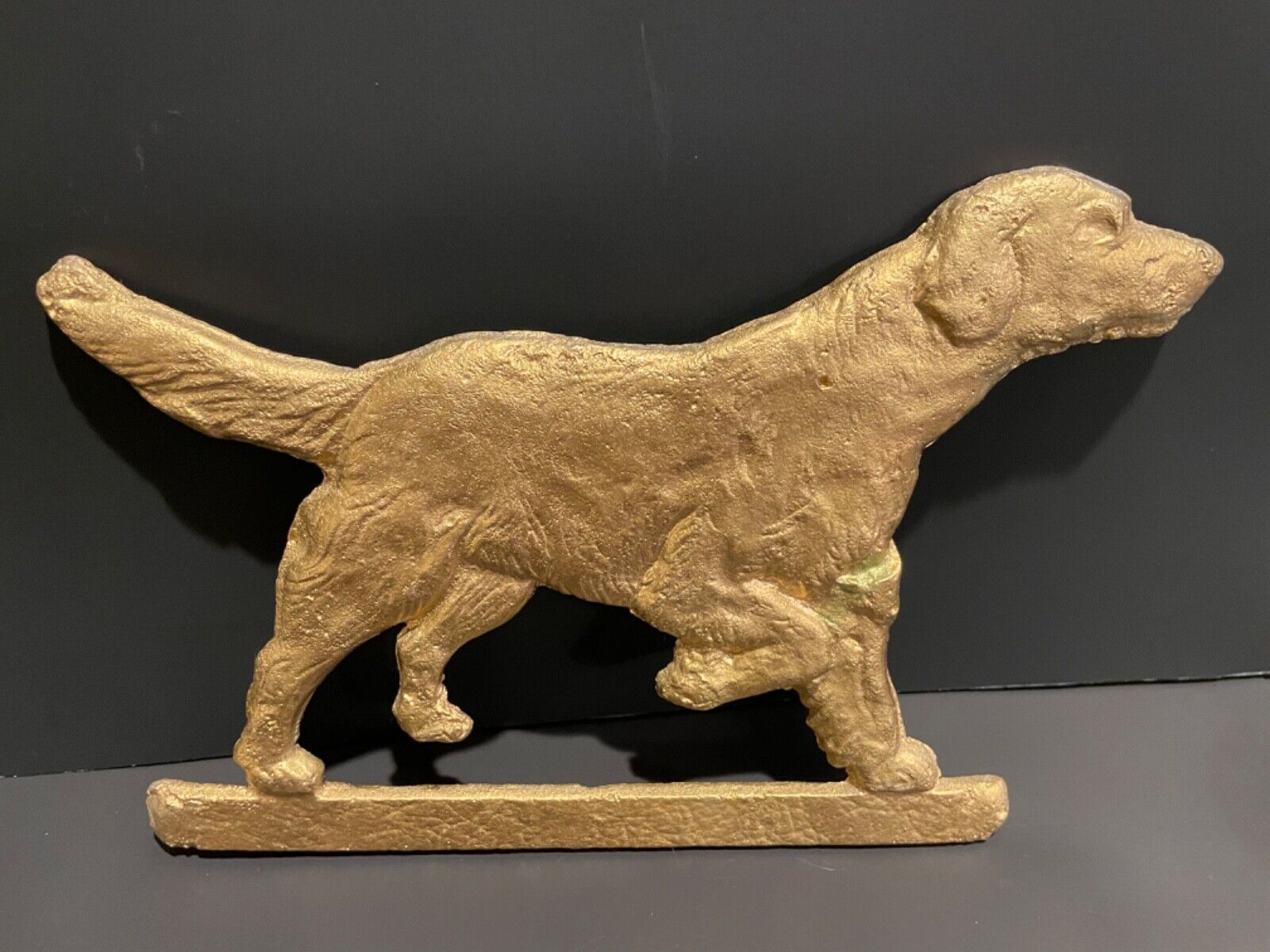 Vintage Primitive Cast Aluminum Retreiver Dog Pointer Setter Gold Folk art