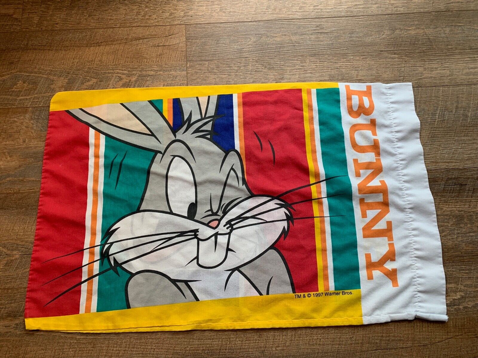 Looney Tunes 1997 Warner Bros Bugs Bunny One Pillowcase Vintage Double Sided