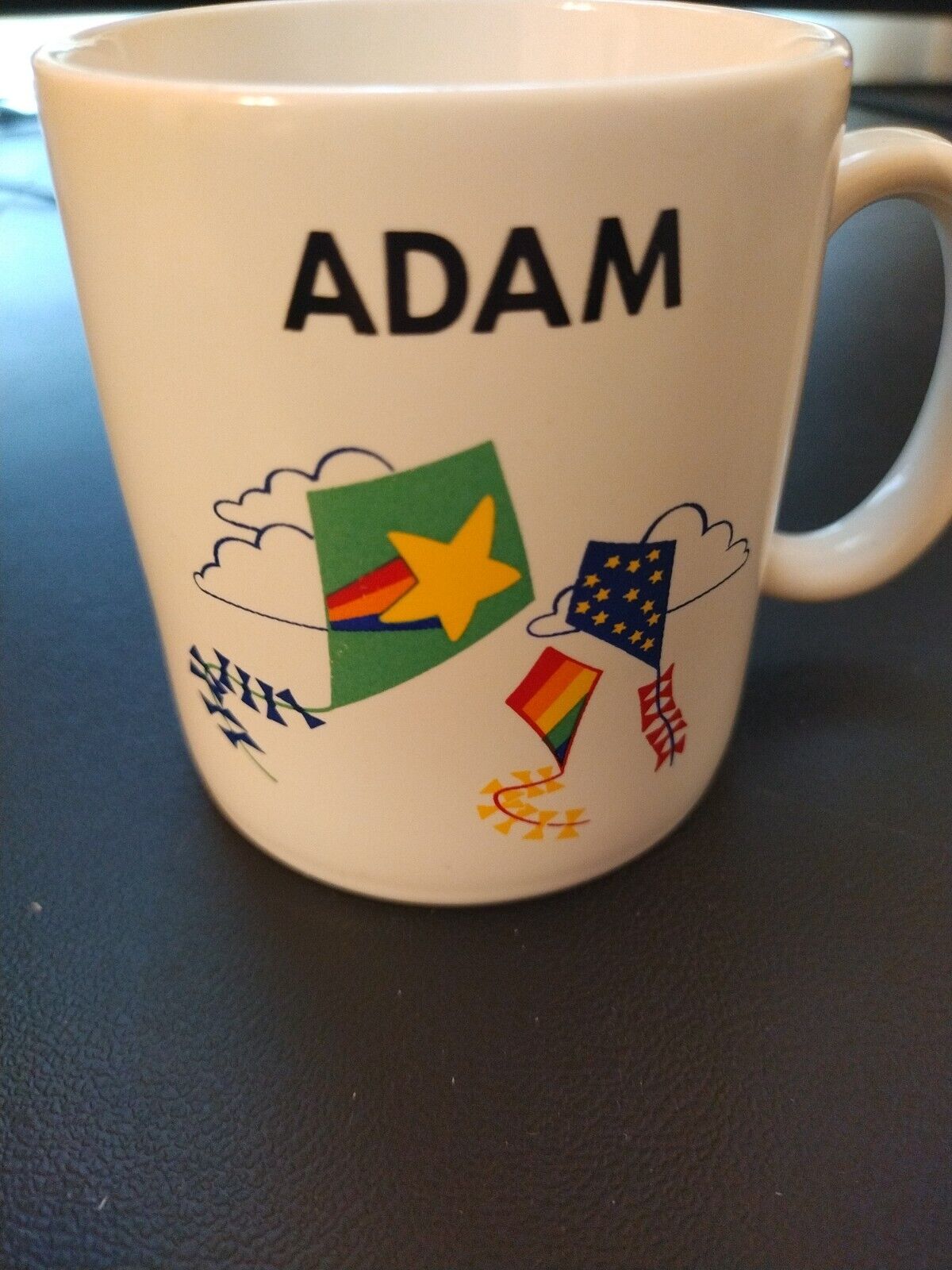 Vintage Kids Mug, ADAM name, Papel Super Star Coffee Cup Mug From Hollywood CA
