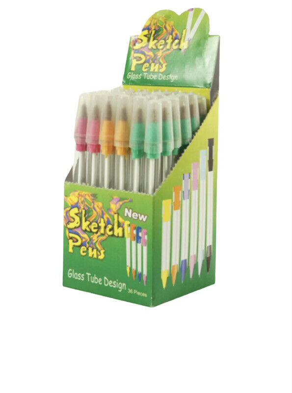 Sketchy Pen Glass Tube Design - Pack of 36 - Creative Writing and Drawing 