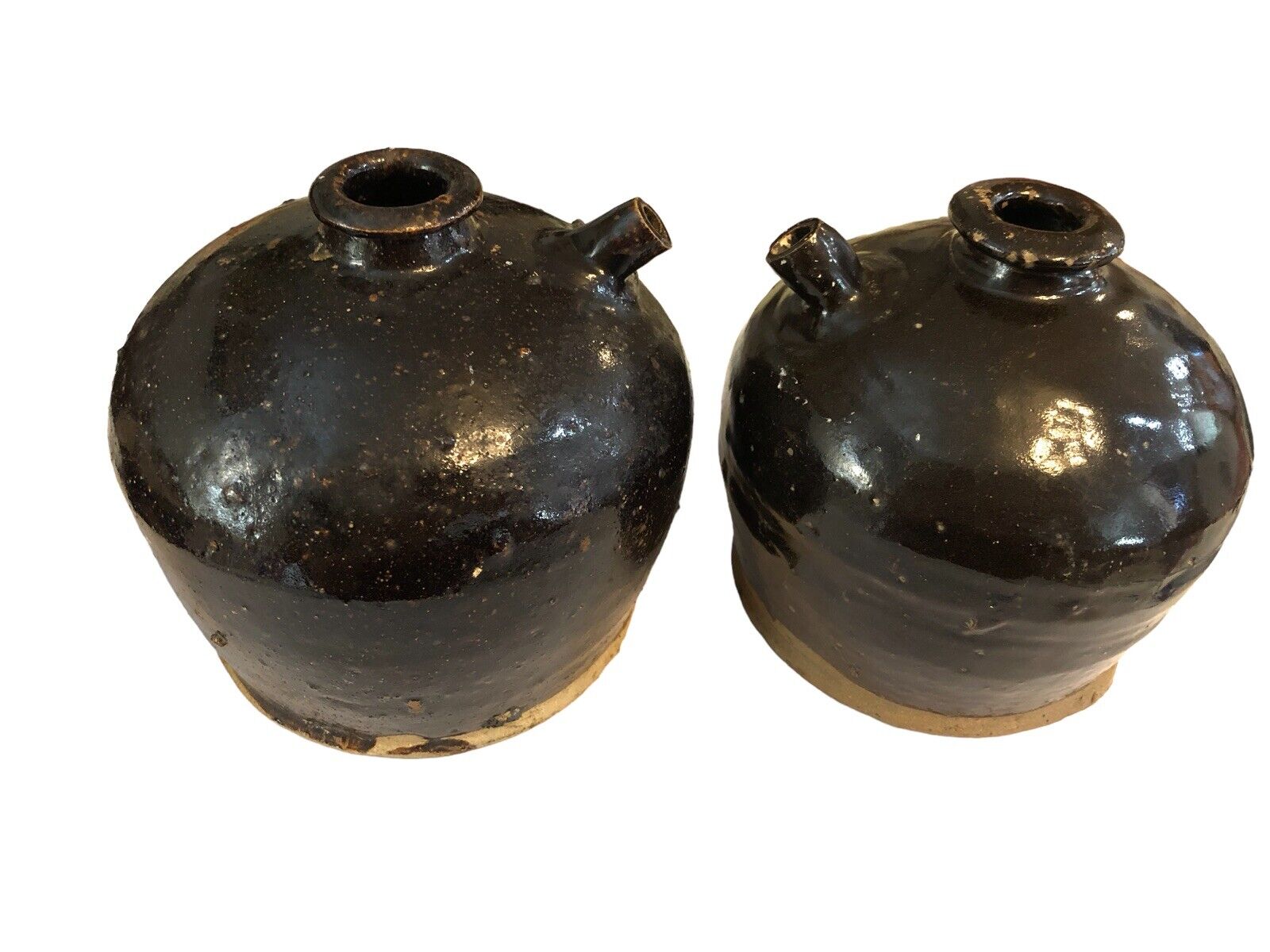 Two Antique Chinese Soy Jugs Nice Condition