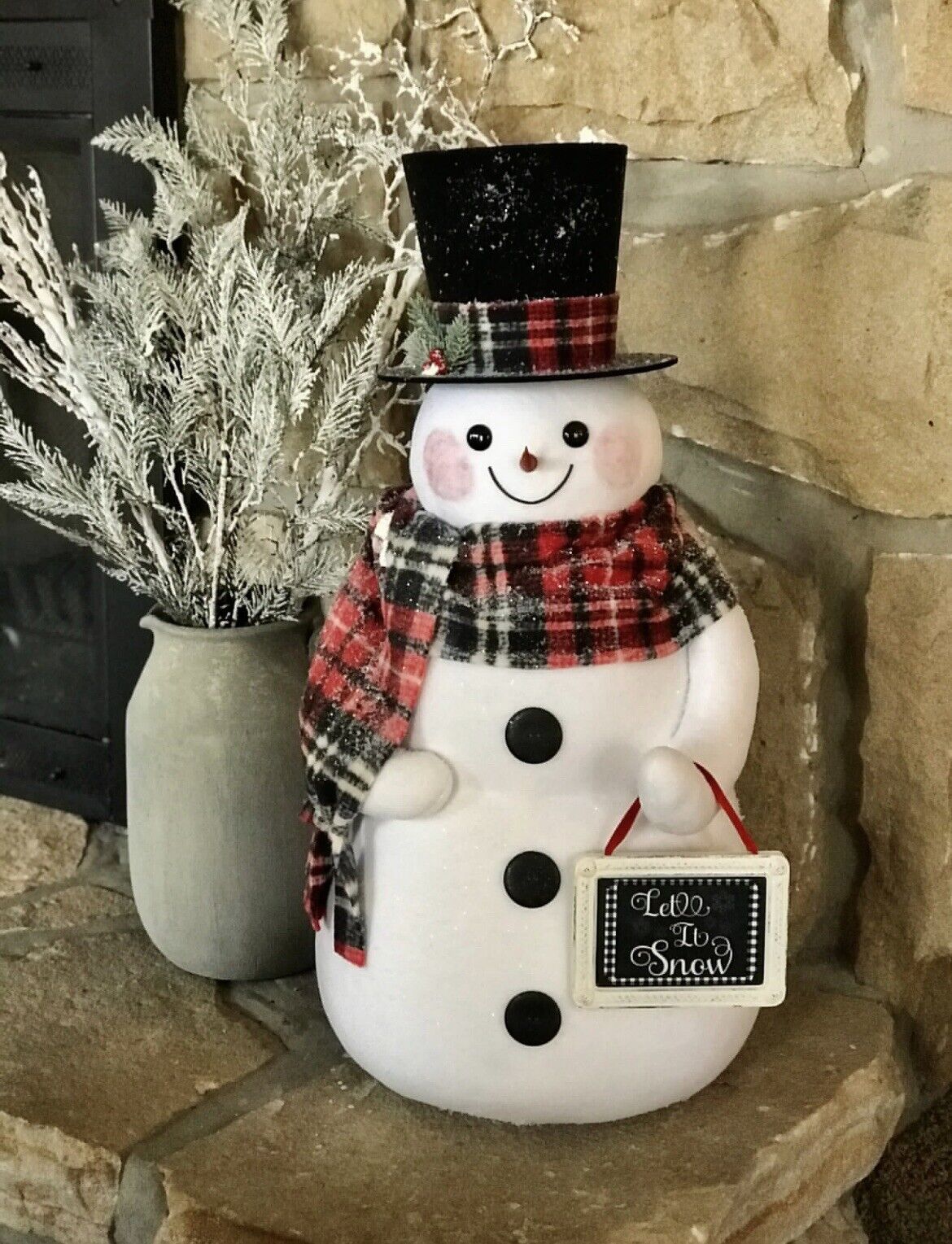 Large snowman with top hat and let it snow sign Christmas Holidays Winter Decor