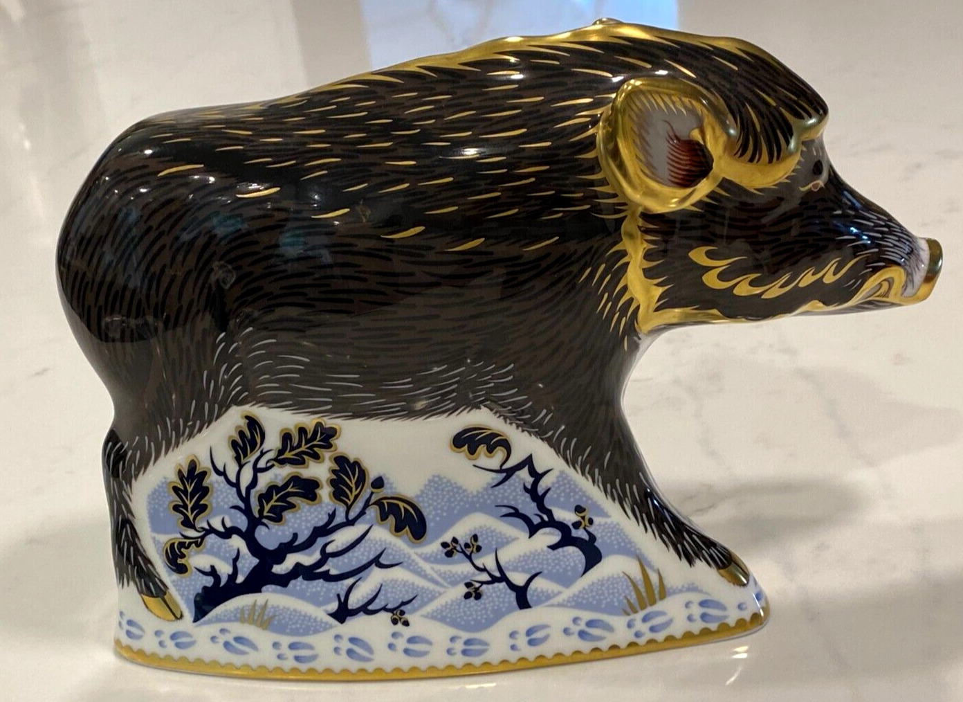 RARE ROYAL CROWN DERBY ENGLISH BONE CHINA 2008 LARGE THE WILD BOAR PAPERWEIGHT