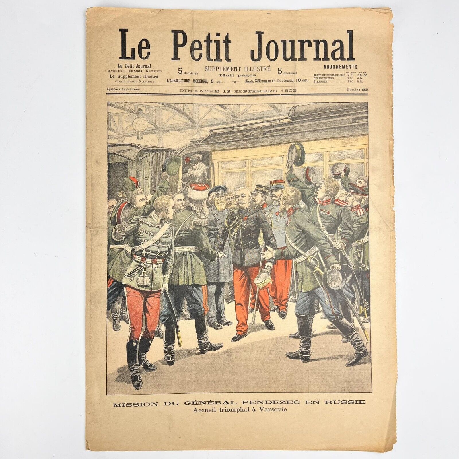 1903 Antique France Paper Illustration Newspaper Le Petit Journal number 669