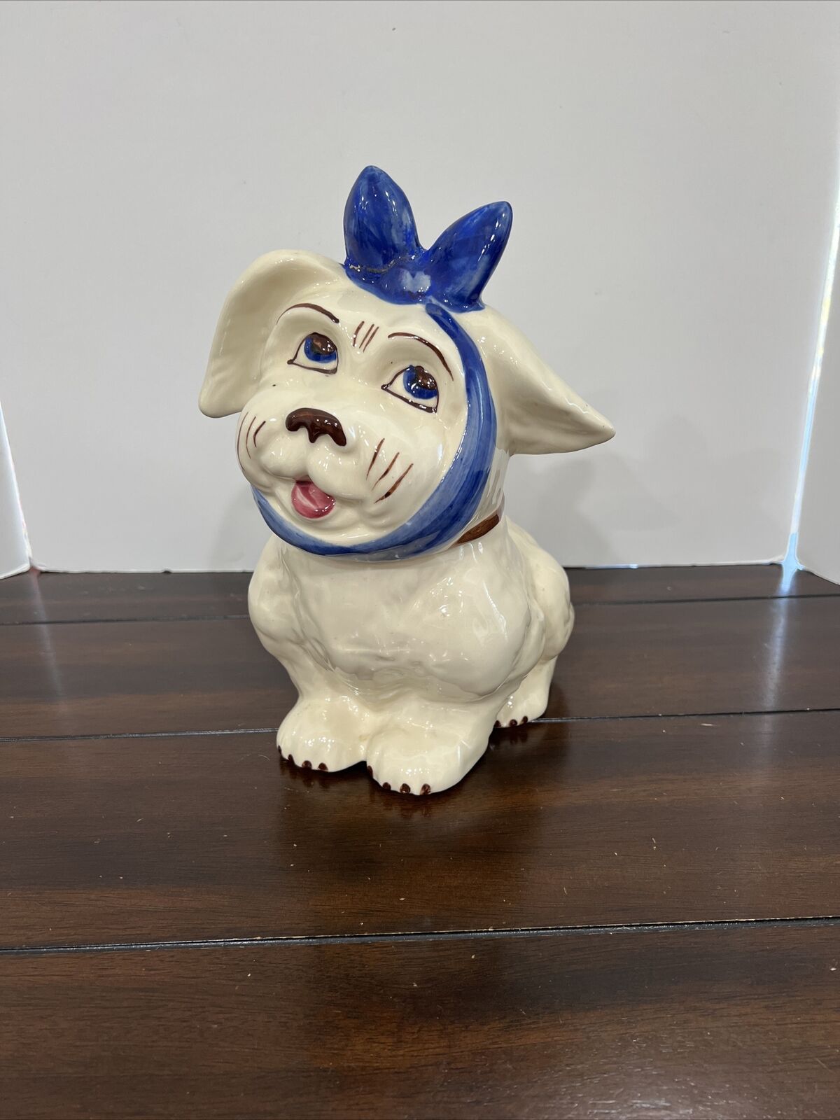Vintage Shawnee Pottery Muggsy with Toothache Cookie Jar Blue Tie/Bow - SeeNote